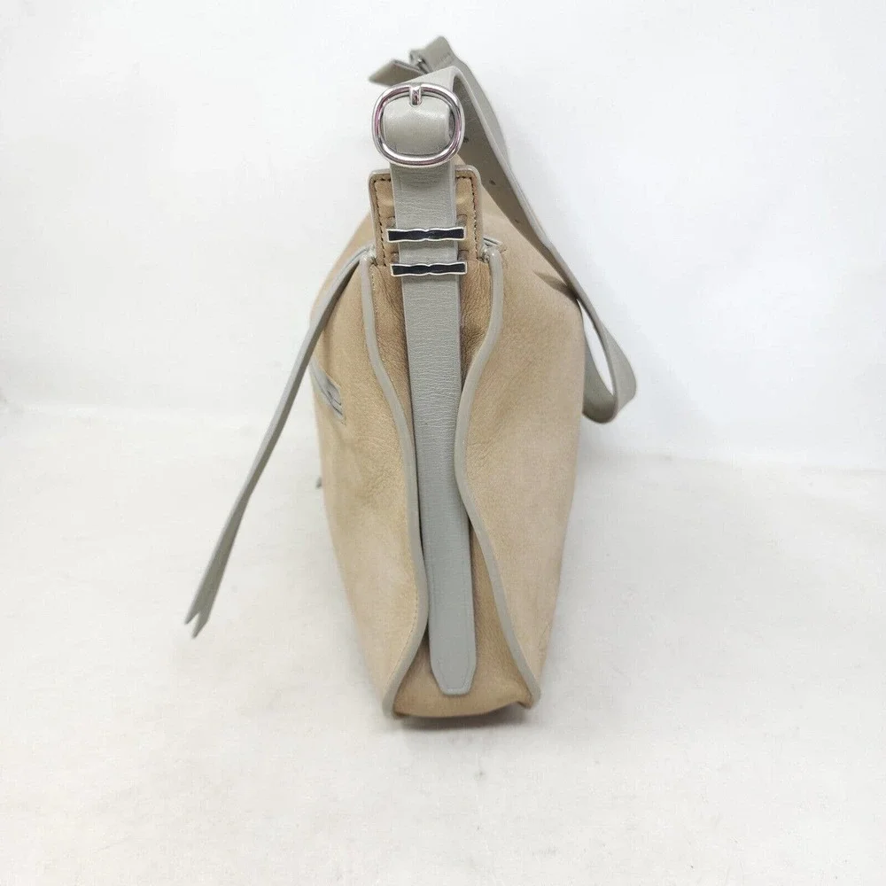 Allsaints Womens Purse Cooper Hobo Beige Nubuck Leather Western Saddle Bag